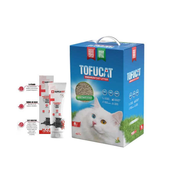 Tofucat 8 Litre + Supravet Anti Hairball Kısır Kediler Için Malt Macun 100 G